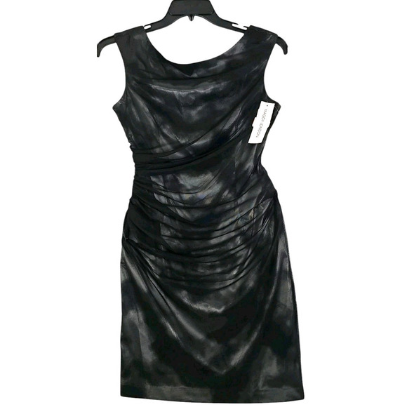 Maggy London ~Size 8~ Black/Silver Sheath Party Cocktail Evening Dress Lined NWT - Picture 5 of 14